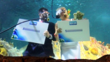 La alcaldesa de Benalmádena, Paloma García Gálvez, ha oficiado un enlace submarino.