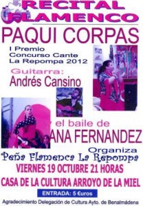 La cantaora Paqui Corpas será la protagonista de este evento cultural.