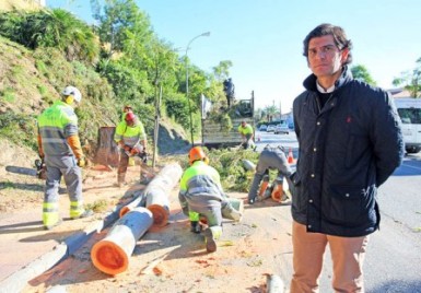 El concejal de Parques y Jardines, José Antonio Serrano, ha comprobado el desarrollo de los trabajos. 