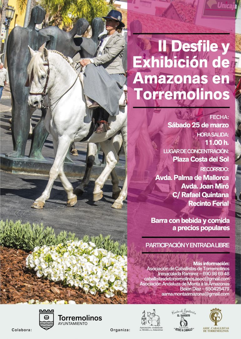 El evento, organizado por la Asociación de Caballistas de Torremolinos, la Asociación Andaluza de la Monta a la Amazona y el Club Hípico `El Ranchito´, tendrá lugar el sábado 25 de marzo