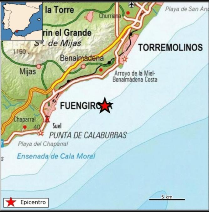 El epicentro se localizó a 60 km de profundidad frente a la costa benalmadense
