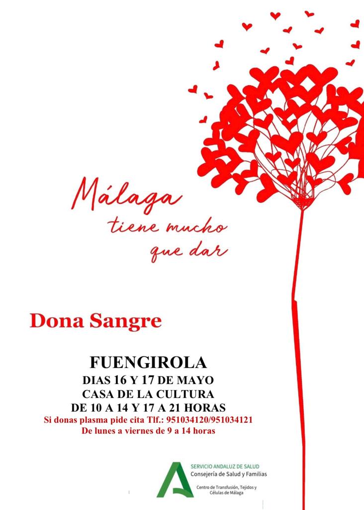 Cartel donación sangre 16 y 17 mayo